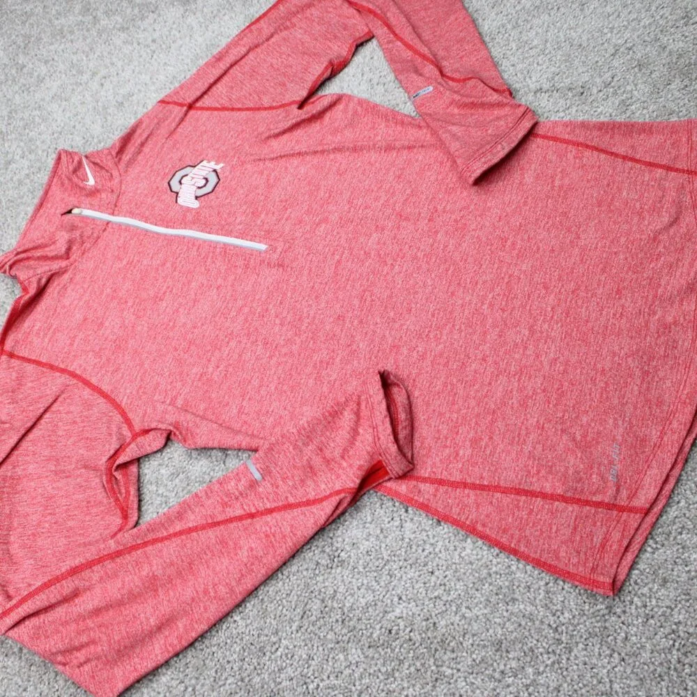 Nike Element Ohio State‎ Sweatshirt Mens Small Red Dri-Fit 1/4 Zip L/S Pullover